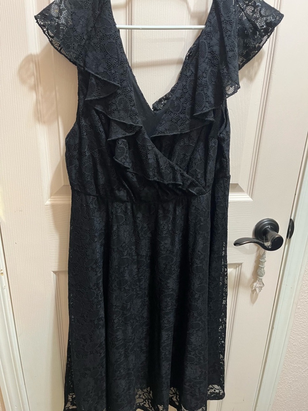 Torrid Black Lace Ruffle V-Neck Dress